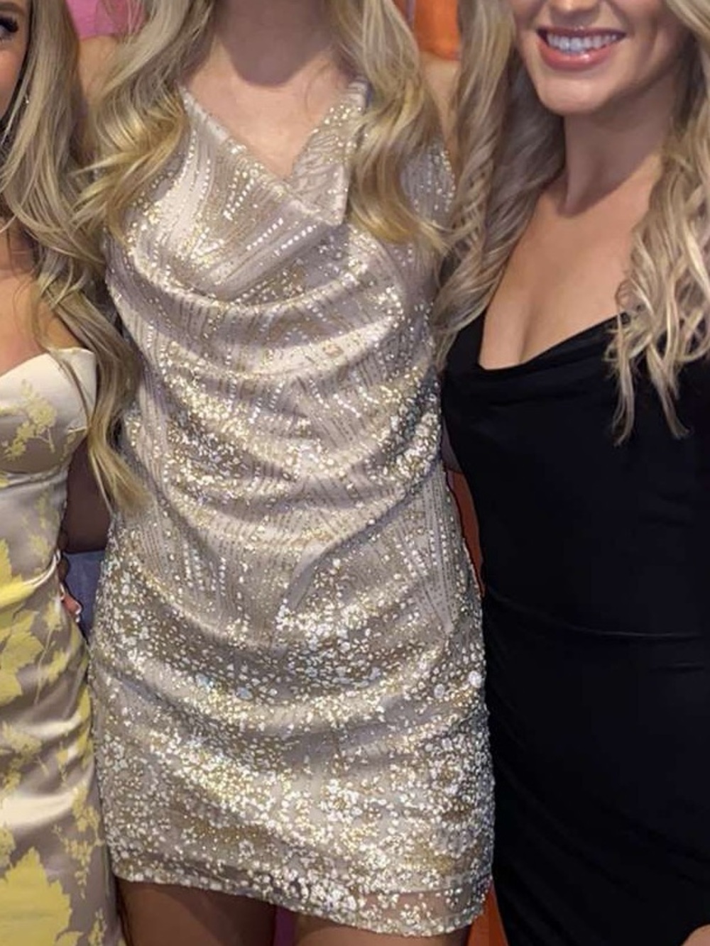 Hello Molly Champagne Sequin Mini Dress